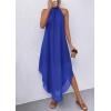 imagePRETTYGARDEN Womens Flowy Maxi Dresses Summer 2026 Halter Sleeveless Long Asymmetrical Spring Dress Beach Vacation SundressBlue