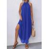 imagePRETTYGARDEN Womens Flowy Maxi Dresses Summer 2026 Halter Sleeveless Long Asymmetrical Spring Dress Beach Vacation SundressBlue