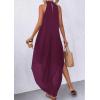 imagePRETTYGARDEN Womens Flowy Maxi Dresses Summer 2026 Halter Sleeveless Long Asymmetrical Spring Dress Beach Vacation SundressBurgundy