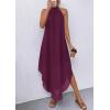 imagePRETTYGARDEN Womens Flowy Maxi Dresses Summer 2026 Halter Sleeveless Long Asymmetrical Spring Dress Beach Vacation SundressBurgundy