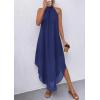 imagePRETTYGARDEN Womens Flowy Maxi Dresses Summer 2026 Halter Sleeveless Long Asymmetrical Spring Dress Beach Vacation SundressDark Blue