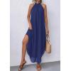 imagePRETTYGARDEN Womens Flowy Maxi Dresses Summer 2026 Halter Sleeveless Long Asymmetrical Spring Dress Beach Vacation SundressDark Blue
