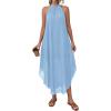 imagePRETTYGARDEN Womens Flowy Maxi Dresses Summer 2026 Halter Sleeveless Long Asymmetrical Spring Dress Beach Vacation SundressLight Blue
