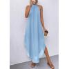 imagePRETTYGARDEN Womens Flowy Maxi Dresses Summer 2026 Halter Sleeveless Long Asymmetrical Spring Dress Beach Vacation SundressLight Blue