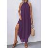 imagePRETTYGARDEN Womens Flowy Maxi Dresses Summer 2026 Halter Sleeveless Long Asymmetrical Spring Dress Beach Vacation SundressPurple