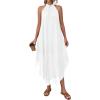 imagePRETTYGARDEN Womens Flowy Maxi Dresses Summer 2026 Halter Sleeveless Long Asymmetrical Spring Dress Beach Vacation SundressWhite