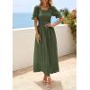imagePRETTYGARDEN Womens Maxi Smocked Eyelet Dress Summer 2026 Short Puff Sleeve Long Flowy Boho Beach Party Sun Dresses PocketsArmy Green