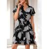 imagePRETTYGARDEN Womens Summer Floral Mini Dress 2026 Trendy Ruffle Short Sleeve V Neck Flowy A Line Short Beach DressesBlack Big Floral