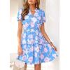 imagePRETTYGARDEN Womens Summer Floral Mini Dress 2026 Trendy Ruffle Short Sleeve V Neck Flowy A Line Short Beach DressesFloral Sky Blue White