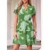 imagePRETTYGARDEN Womens Summer Floral Mini Dress 2026 Trendy Ruffle Short Sleeve V Neck Flowy A Line Short Beach DressesGreen Floral