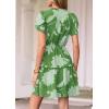 imagePRETTYGARDEN Womens Summer Floral Mini Dress 2026 Trendy Ruffle Short Sleeve V Neck Flowy A Line Short Beach DressesGreen Floral