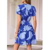 imagePRETTYGARDEN Womens Summer Floral Mini Dress 2026 Trendy Ruffle Short Sleeve V Neck Flowy A Line Short Beach DressesRoyal Blue Floral