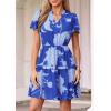 imagePRETTYGARDEN Womens Summer Floral Mini Dress 2026 Trendy Ruffle Short Sleeve V Neck Flowy A Line Short Beach DressesRoyal Blue Floral