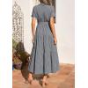 imagePRETTYGARDEN Womens Summer Maxi Button Up Shirt Dress 2026 Short Sleeve Striped A Line Long Flowy Elegant Spring DressesBlack Striped
