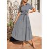 imagePRETTYGARDEN Womens Summer Maxi Button Up Shirt Dress 2026 Short Sleeve Striped A Line Long Flowy Elegant Spring DressesBlack Striped