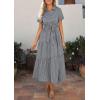 imagePRETTYGARDEN Womens Summer Maxi Button Up Shirt Dress 2026 Short Sleeve Striped A Line Long Flowy Elegant Spring DressesBlack Striped