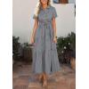 imagePRETTYGARDEN Womens Summer Maxi Button Up Shirt Dress 2026 Short Sleeve Striped A Line Long Flowy Elegant Spring DressesBlack Striped