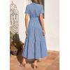 imagePRETTYGARDEN Womens Summer Maxi Button Up Shirt Dress 2026 Short Sleeve Striped A Line Long Flowy Elegant Spring DressesBlue Striped