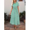 imagePRETTYGARDEN Womens Summer Maxi Button Up Shirt Dress 2026 Short Sleeve Striped A Line Long Flowy Elegant Spring DressesGreen Striped