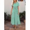imagePRETTYGARDEN Womens Summer Maxi Button Up Shirt Dress 2026 Short Sleeve Striped A Line Long Flowy Elegant Spring DressesGreen Striped