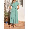 imagePRETTYGARDEN Womens Summer Maxi Button Up Shirt Dress 2026 Short Sleeve Striped A Line Long Flowy Elegant Spring DressesGreen Striped