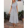 imagePRETTYGARDEN Womens Summer Maxi Button Up Shirt Dress 2026 Short Sleeve Striped A Line Long Flowy Elegant Spring DressesGrey Striped