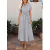 imagePRETTYGARDEN Womens Summer Maxi Button Up Shirt Dress 2026 Short Sleeve Striped A Line Long Flowy Elegant Spring DressesGrey Striped
