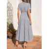 imagePRETTYGARDEN Womens Summer Maxi Button Up Shirt Dress 2026 Short Sleeve Striped A Line Long Flowy Elegant Spring DressesGrey Striped
