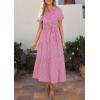 imagePRETTYGARDEN Womens Summer Maxi Button Up Shirt Dress 2026 Short Sleeve Striped A Line Long Flowy Elegant Spring DressesRose Red Striped