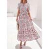 imagePRETTYGARDEN Womens Summer Maxi Dresses Boho Floral Short Sleeve V Neck Casual Wedding Guest 2026 Beach Vacation OutfitsFloral Beige Multicolored