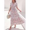 imagePRETTYGARDEN Womens Summer Maxi Dresses Boho Floral Short Sleeve V Neck Casual Wedding Guest 2026 Beach Vacation OutfitsFloral Beige Multicolored