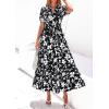 imagePRETTYGARDEN Womens Summer Maxi Dresses Boho Floral Short Sleeve V Neck Casual Wedding Guest 2026 Beach Vacation OutfitsFloral Black White