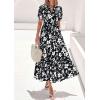 imagePRETTYGARDEN Womens Summer Maxi Dresses Boho Floral Short Sleeve V Neck Casual Wedding Guest 2026 Beach Vacation OutfitsFloral Black White
