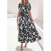 imagePRETTYGARDEN Womens Summer Maxi Dresses Boho Floral Short Sleeve V Neck Casual Wedding Guest 2026 Beach Vacation OutfitsFloral Black White