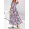 imagePRETTYGARDEN Womens Summer Maxi Dresses Boho Floral Short Sleeve V Neck Casual Wedding Guest 2026 Beach Vacation OutfitsFloral Blue Brown