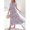 imagePRETTYGARDEN Womens Summer Maxi Dresses Boho Floral Short Sleeve V Neck Casual Wedding Guest 2026 Beach Vacation OutfitsFloral Blue Brown