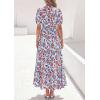 imagePRETTYGARDEN Womens Summer Maxi Dresses Boho Floral Short Sleeve V Neck Casual Wedding Guest 2026 Beach Vacation OutfitsFloral Blue Brown