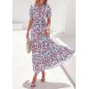 imagePRETTYGARDEN Womens Summer Maxi Dresses Boho Floral Short Sleeve V Neck Casual Wedding Guest 2026 Beach Vacation OutfitsFloral Blue Brown