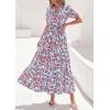 imagePRETTYGARDEN Womens Summer Maxi Dresses Boho Floral Short Sleeve V Neck Casual Wedding Guest 2026 Beach Vacation OutfitsFloral Blue Brown