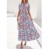 imagePRETTYGARDEN Womens Summer Maxi Dresses Boho Floral Short Sleeve V Neck Casual Wedding Guest 2026 Beach Vacation OutfitsFloral Blue Brown