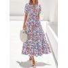 imagePRETTYGARDEN Womens Summer Maxi Dresses Boho Floral Short Sleeve V Neck Casual Wedding Guest 2026 Beach Vacation OutfitsFloral Blue Brown