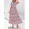 imagePRETTYGARDEN Womens Summer Maxi Dresses Boho Floral Short Sleeve V Neck Casual Wedding Guest 2026 Beach Vacation OutfitsFloral Navy Blue