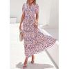 imagePRETTYGARDEN Womens Summer Maxi Dresses Boho Floral Short Sleeve V Neck Casual Wedding Guest 2026 Beach Vacation OutfitsFloral Navy Blue