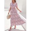imagePRETTYGARDEN Womens Summer Maxi Dresses Boho Floral Short Sleeve V Neck Casual Wedding Guest 2026 Beach Vacation OutfitsFloral Navy Blue