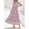 imagePRETTYGARDEN Womens Summer Maxi Dresses Boho Floral Short Sleeve V Neck Casual Wedding Guest 2026 Beach Vacation OutfitsFloral Navy Blue
