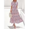imagePRETTYGARDEN Womens Summer Maxi Dresses Boho Floral Short Sleeve V Neck Casual Wedding Guest 2026 Beach Vacation OutfitsFloral Navy Blue