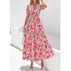 imagePRETTYGARDEN Womens Summer Maxi Dresses Boho Floral Short Sleeve V Neck Casual Wedding Guest 2026 Beach Vacation OutfitsFloral Orange Pink Red