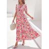 imagePRETTYGARDEN Womens Summer Maxi Dresses Boho Floral Short Sleeve V Neck Casual Wedding Guest 2026 Beach Vacation OutfitsFloral Orange Pink Red