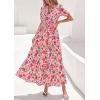 imagePRETTYGARDEN Womens Summer Maxi Dresses Boho Floral Short Sleeve V Neck Casual Wedding Guest 2026 Beach Vacation OutfitsFloral Orange Pink Red