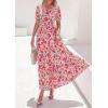 imagePRETTYGARDEN Womens Summer Maxi Dresses Boho Floral Short Sleeve V Neck Casual Wedding Guest 2026 Beach Vacation OutfitsFloral Orange Pink Red